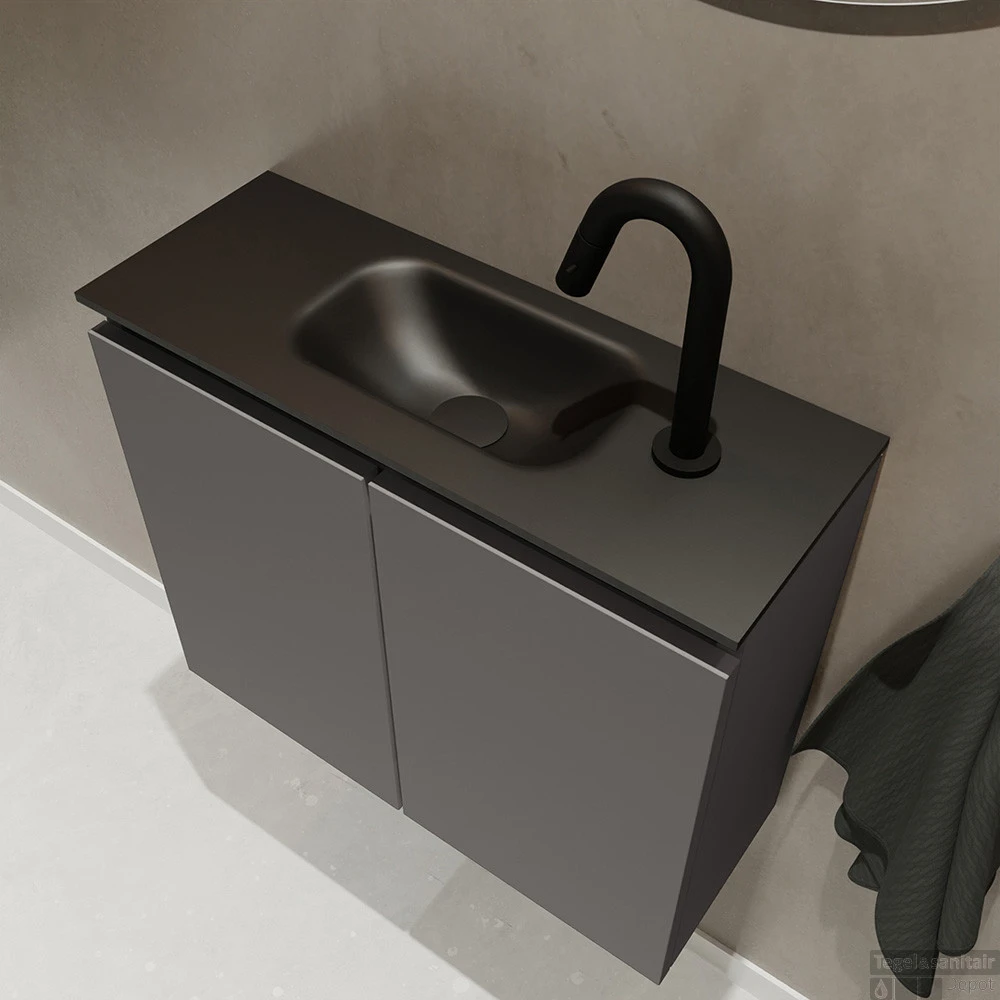 MONDIAZ TURE 60cm Toiletmeubel Dark Grey. EDEN Wastafel Urban Midden 1 Kraangat 2 MONDIAZ TURE 60cm Toiletmeubel Dark Grey. EDEN Wastafel Urban Midden 1 Kraangat - Afbeelding 2