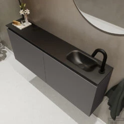 MONDIAZ TURE 120cm Toiletmeubel Dark Grey. EDEN Wastafel Urban Rechts 1 Kraangat -Duravit Verkoop badkamermeubel ture dark grey model eden urban sidetop 0029