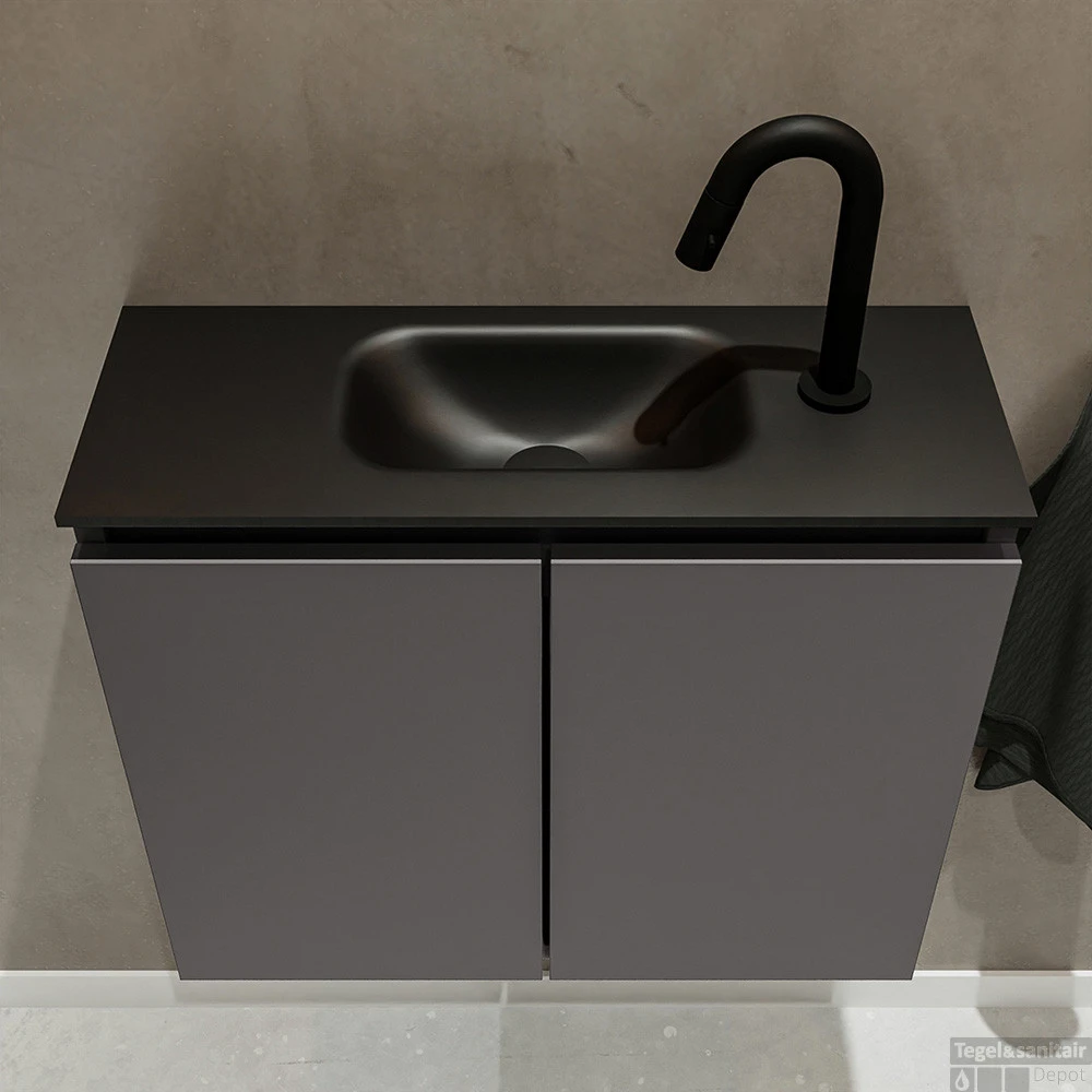 MONDIAZ TURE 60cm Toiletmeubel Dark Grey. EDEN Wastafel Urban Midden 1 Kraangat 3 MONDIAZ TURE 60cm Toiletmeubel Dark Grey. EDEN Wastafel Urban Midden 1 Kraangat - Afbeelding 3