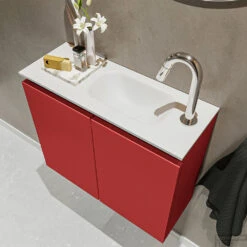 MONDIAZ TURE 60cm Toiletmeubel Fire. EDEN Wastafel Talc Rechts 1 Kraangat -Duravit Verkoop badkamermeubel ture fire model eden talc sidetop 0011