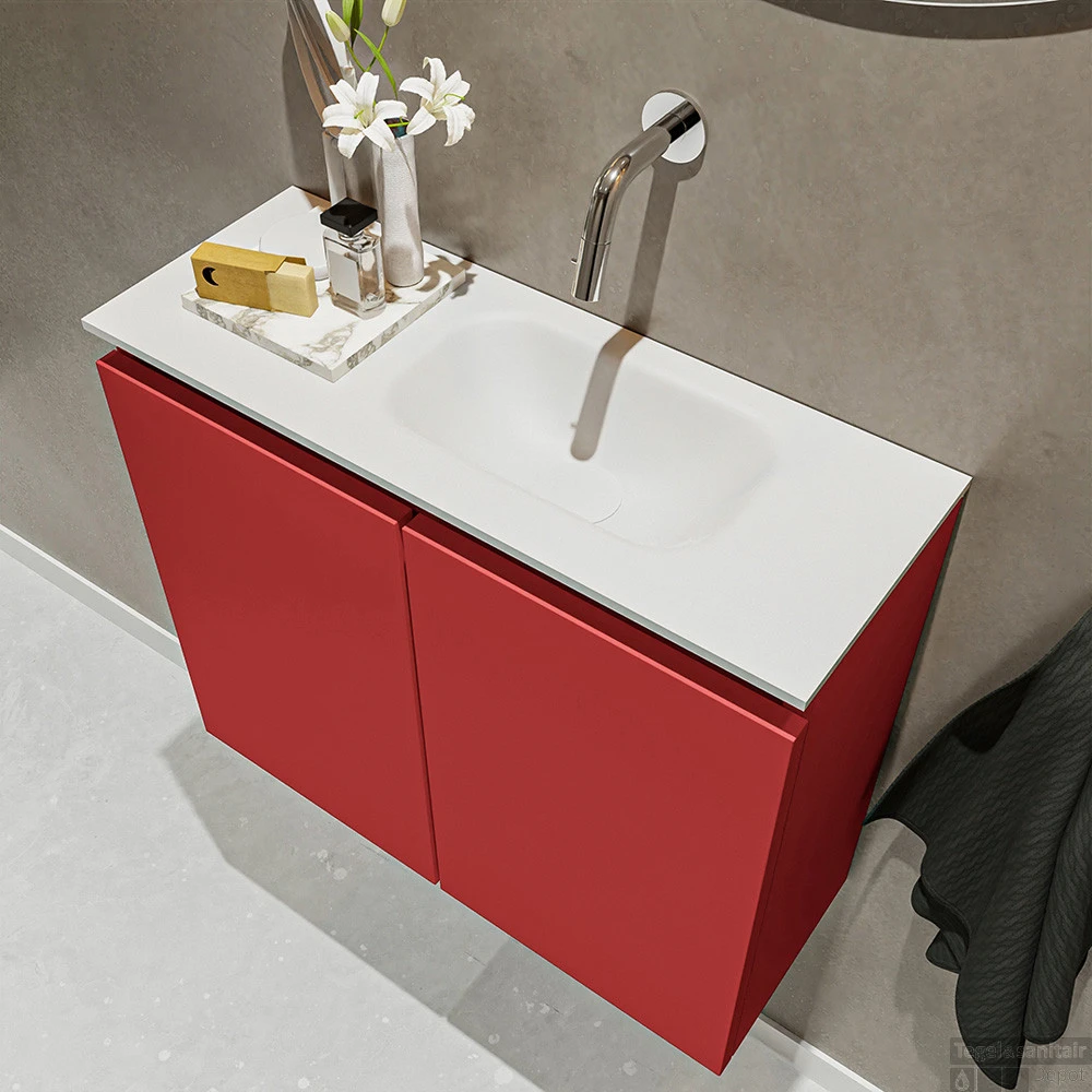 MONDIAZ TURE 60cm Toiletmeubel Fire. EDEN Wastafel Talc Rechts Geen Kraangat 3 MONDIAZ TURE 60cm Toiletmeubel Fire. EDEN Wastafel Talc Rechts Geen Kraangat - Afbeelding 3