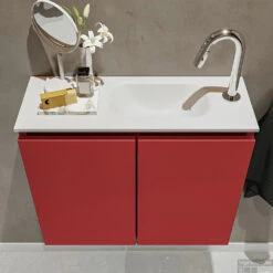 MONDIAZ TURE 60cm Toiletmeubel Fire. EDEN Wastafel Talc Rechts 1 Kraangat -Duravit Verkoop badkamermeubel ture fire model eden talc top 0011