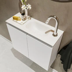 MONDIAZ TURE 60cm Toiletmeubel Talc. EDEN Wastafel Talc Rechts 1 Kraangat -Duravit Verkoop badkamermeubel ture kleur model eden talc sidetop 00011