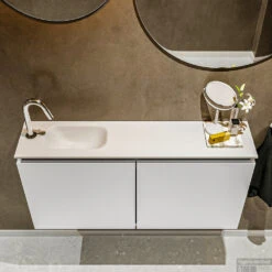 MONDIAZ TURE 100cm Toiletmeubel Talc. EDEN Wastafel Talc Links 1 Kraangat -Duravit Verkoop badkamermeubel ture kleur model eden talc top 00021