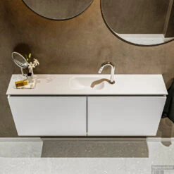 MONDIAZ TURE 120cm Toiletmeubel Talc. EDEN Wastafel Talc Midden 1 Kraangat -Duravit Verkoop badkamermeubel ture kleur model eden talc top 00025