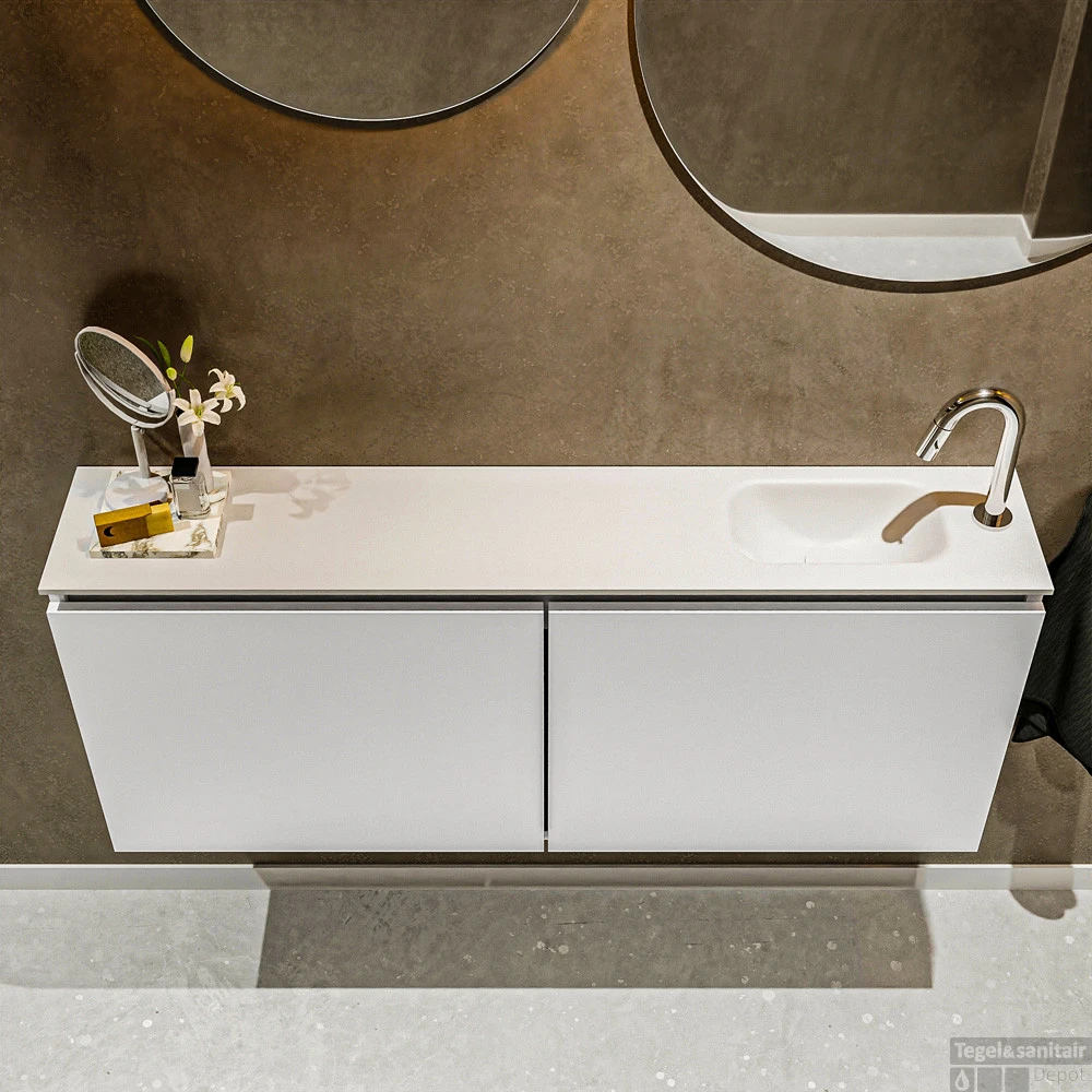 MONDIAZ TURE 120cm Toiletmeubel Talc. EDEN Wastafel Talc Rechts 1 Kraangat 4 MONDIAZ TURE 120cm Toiletmeubel Talc. EDEN Wastafel Talc Rechts 1 Kraangat - Afbeelding 4