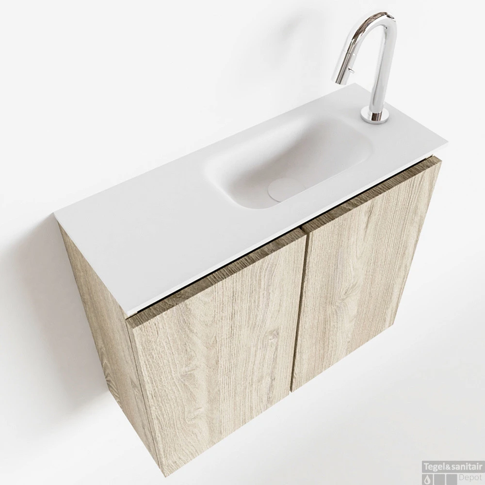 MONDIAZ TURE 60cm Toiletmeubel Light Brown Grey. EDEN Wastafel Talc Rechts 1 Kraangat 1 MONDIAZ TURE 60cm Toiletmeubel Light Brown Grey. EDEN Wastafel Talc Rechts 1 Kraangat