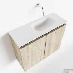 MONDIAZ TURE 60cm Toiletmeubel Light Brown Grey. EDEN Wastafel Talc Rechts Geen Kraangat