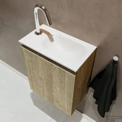 MONDIAZ TURE 40cm Toiletmeubel Light Brown Grey. EDEN Wastafel Talc Rechts 1 Kraangat -Duravit Verkoop badkamermeubel ture light brown grey model eden talc sidetop 00003