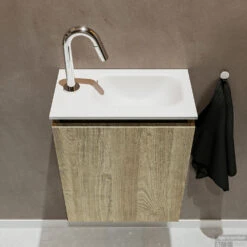 MONDIAZ TURE 40cm Toiletmeubel Light Brown Grey. EDEN Wastafel Talc Rechts 1 Kraangat -Duravit Verkoop badkamermeubel ture light brown grey model eden talc top 00003