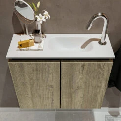 MONDIAZ TURE 60cm Toiletmeubel Light Brown Grey. EDEN Wastafel Talc Rechts 1 Kraangat 8 MONDIAZ TURE 60cm Toiletmeubel Light Brown Grey. EDEN Wastafel Talc Rechts 1 Kraangat -Duravit Verkoop badkamermeubel ture light brown grey model eden talc top 00011