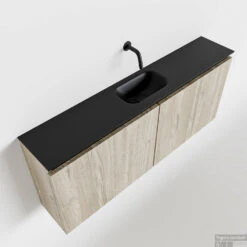 MONDIAZ TURE 120cm Toiletmeubel Light Brown Grey. EDEN Wastafel Urban Midden Geen Kraangat