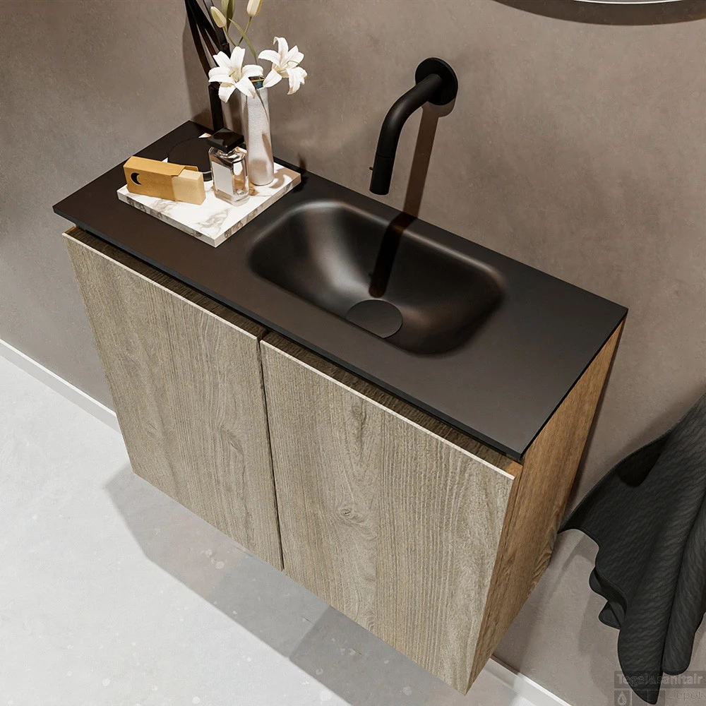 MONDIAZ TURE 60cm Toiletmeubel Light Brown Grey. EDEN Wastafel Urban Rechts Geen Kraangat 3 MONDIAZ TURE 60cm Toiletmeubel Light Brown Grey. EDEN Wastafel Urban Rechts Geen Kraangat - Afbeelding 3