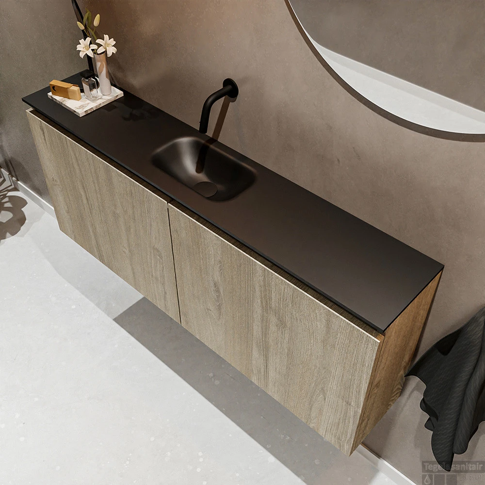 MONDIAZ TURE 120cm Toiletmeubel Light Brown Grey. EDEN Wastafel Urban Midden Geen Kraangat 3 MONDIAZ TURE 120cm Toiletmeubel Light Brown Grey. EDEN Wastafel Urban Midden Geen Kraangat - Afbeelding 3