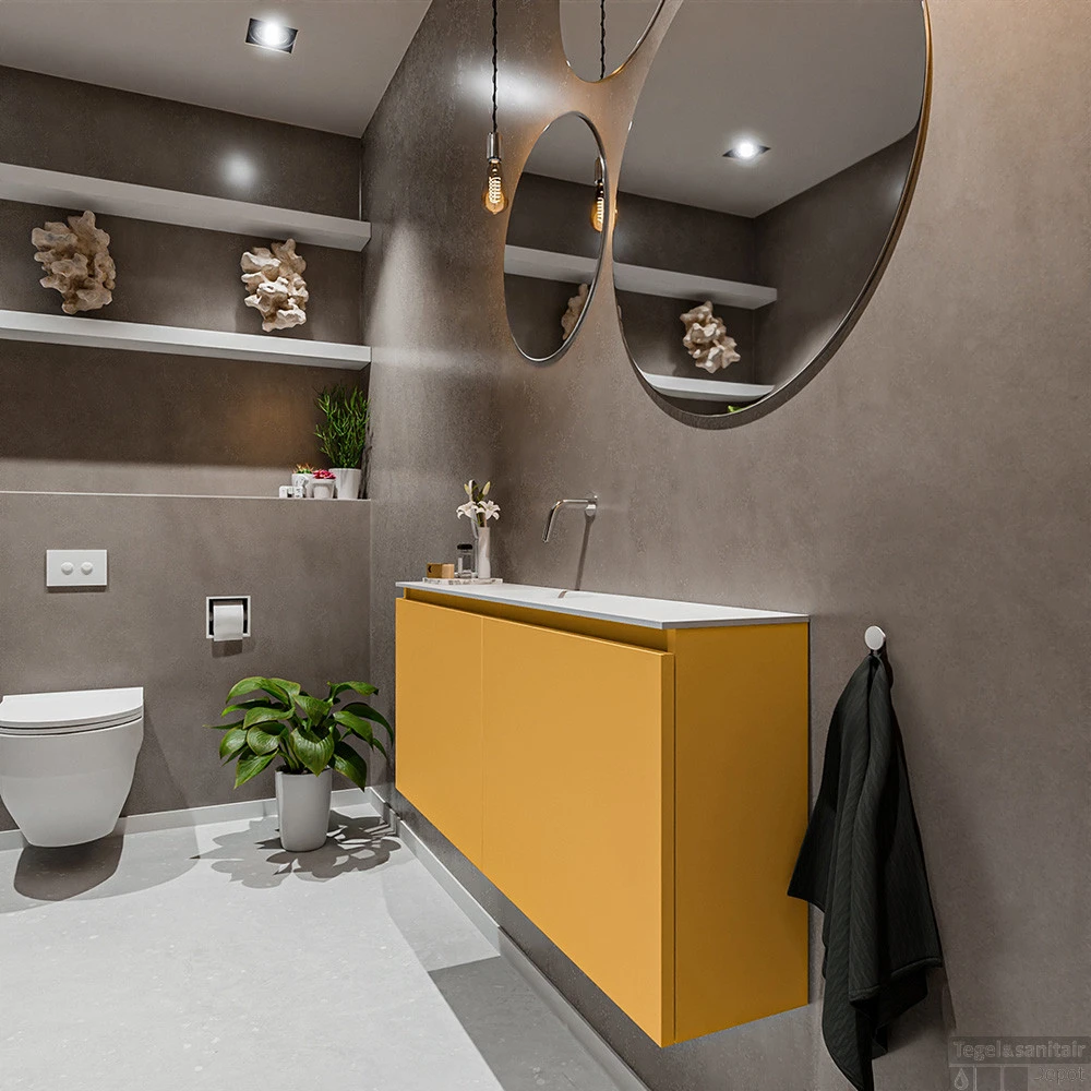 MONDIAZ TURE 120cm Toiletmeubel Ocher. EDEN Wastafel Talc Midden Geen Kraangat 2 MONDIAZ TURE 120cm Toiletmeubel Ocher. EDEN Wastafel Talc Midden Geen Kraangat - Afbeelding 2