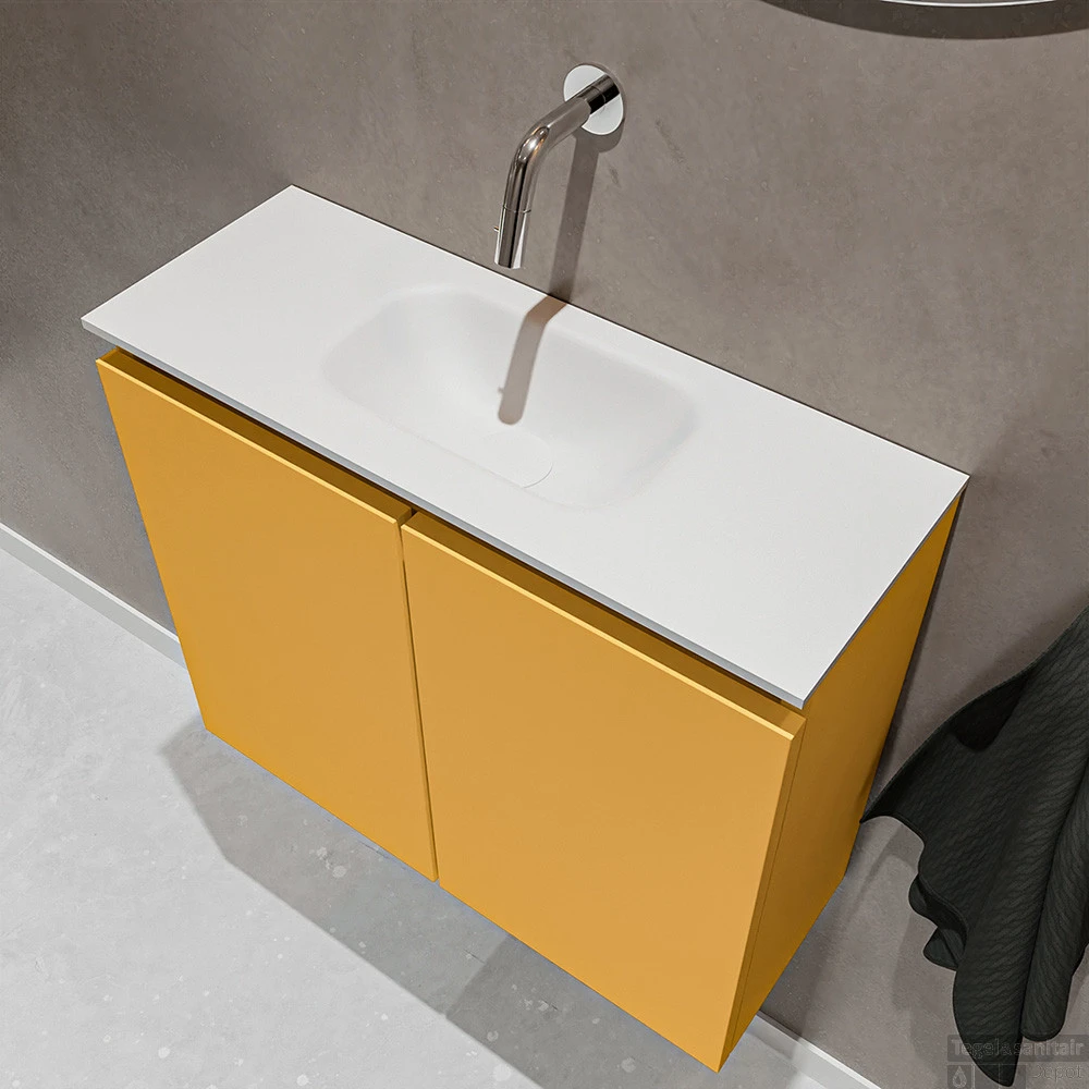 MONDIAZ TURE 60cm Toiletmeubel Ocher. EDEN Wastafel Talc Midden Geen Kraangat 3 MONDIAZ TURE 60cm Toiletmeubel Ocher. EDEN Wastafel Talc Midden Geen Kraangat - Afbeelding 3