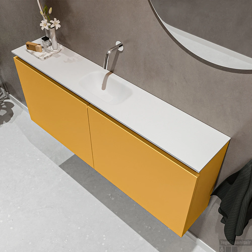 MONDIAZ TURE 120cm Toiletmeubel Ocher. EDEN Wastafel Talc Midden Geen Kraangat 3 MONDIAZ TURE 120cm Toiletmeubel Ocher. EDEN Wastafel Talc Midden Geen Kraangat - Afbeelding 3