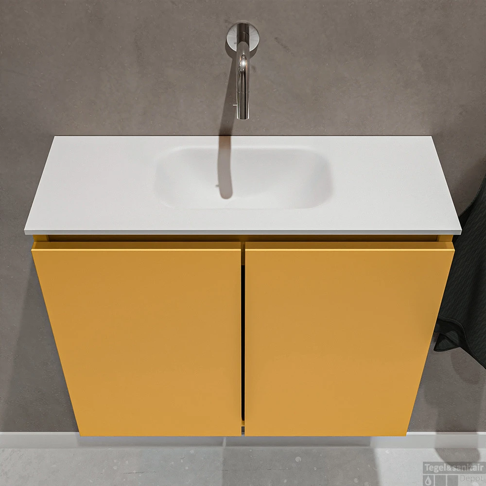 MONDIAZ TURE 60cm Toiletmeubel Ocher. EDEN Wastafel Talc Midden Geen Kraangat 4 MONDIAZ TURE 60cm Toiletmeubel Ocher. EDEN Wastafel Talc Midden Geen Kraangat - Afbeelding 4