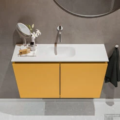MONDIAZ TURE 80cm Toiletmeubel Ocher. EDEN Wastafel Talc Midden Geen Kraangat -Duravit Verkoop badkamermeubel ture ocher model eden talc top 0014