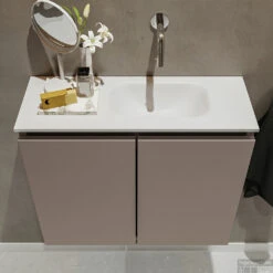 MONDIAZ TURE 60cm Toiletmeubel Smoke. EDEN Wastafel Talc Rechts Geen Kraangat 8 MONDIAZ TURE 60cm Toiletmeubel Smoke. EDEN Wastafel Talc Rechts Geen Kraangat -Duravit Verkoop badkamermeubel ture smoke model eden talc top 0012