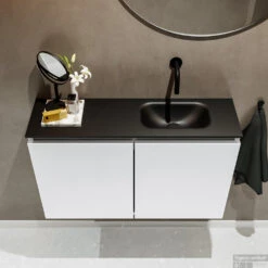 MONDIAZ TURE 80cm Toiletmeubel Talc. EDEN Wastafel Urban Rechts Geen Kraangat -Duravit Verkoop badkamermeubel ture talc model eden urban top 0018