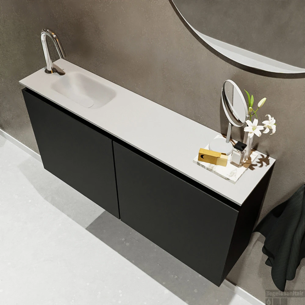 MONDIAZ TURE 100cm Toiletmeubel Urban. EDEN Wastafel Talc Links 1 Kraangat 2 MONDIAZ TURE 100cm Toiletmeubel Urban. EDEN Wastafel Talc Links 1 Kraangat - Afbeelding 2