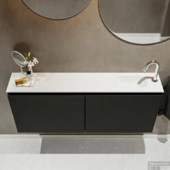 MONDIAZ TURE 120cm Toiletmeubel Urban. EDEN Wastafel Talc Rechts 1 Kraangat -Duravit Verkoop badkamermeubel ture urban model eden talc top 00029