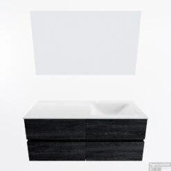 MONDIAZ VICA 120cm Badmeubel Onderkast Antracite 4 Lades. Wastafel CLOUD Rechts Zonder Kraangat, Kleur Talc Met Spiegel LED. -Duravit Verkoop badkamermeubel vica antracite cloud talc google11 0058