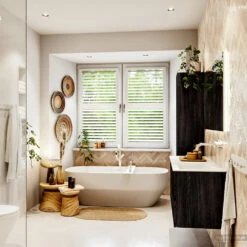 MONDIAZ VICA 120cm Badmeubel Onderkast Antracite 4 Lades. Wastafel CLOUD Rechts Zonder Kraangat, Kleur Talc Met Spiegel LED. -Duravit Verkoop badkamermeubel vica antracite cloud talc set3 0058