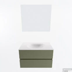 MONDIAZ VICA 80cm Badmeubel Onderkast Army 2 Lades. Wastafel Moon Midden 1 Kraangat, Kleur Talc Met Spiegel LED. -Duravit Verkoop badkamermeubel vica army moon talc google11 0006