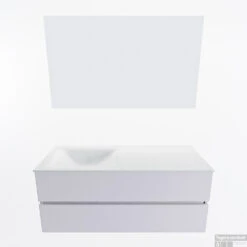 MONDIAZ VICA 120cm Badmeubel Onderkast Cale 2 Lades. Wastafel CLOUD Links 1 Kraangat, Kleur Talc Met Spiegel LED. -Duravit Verkoop badkamermeubel vica cale cloud talc google11 0023