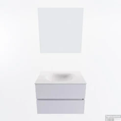 MONDIAZ VICA 70cm Badmeubel Onderkast Cale 2 Lades. Wastafel Moon Midden Zonder Kraangat, Kleur Talc Met Spiegel LED. -Duravit Verkoop badkamermeubel vica cale moon talc google11 0005