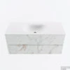 MONDIAZ VICA 110cm Badmeubel Onderkast Carrara 2 Lades. Wastafel MOON Midden 1 Kraangat, Kleur Talc.