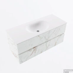 MONDIAZ VICA 110cm Badmeubel Onderkast Carrara 2 Lades. Wastafel MOON Midden 1 Kraangat, Kleur Talc. -Duravit Verkoop badkamermeubel vica carrara moon talc google2 0016