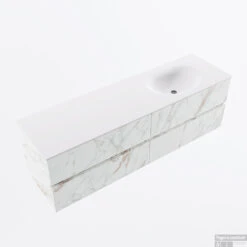 MONDIAZ VICA 160cm Badmeubel Onderkast Carrara 4 Lades. Wastafel MOON Rechts 1 Kraangat, Kleur Talc. -Duravit Verkoop badkamermeubel vica carrara moon talc google2 0079