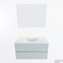 MONDIAZ VICA 90cm Badmeubel Onderkast Clay 2 Lades. Wastafel CLOUD Midden 1 Kraangat, Kleur Talc Met Spiegel LED. -Duravit Verkoop badkamermeubel vica clay cloud talc google11 0008