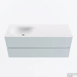 MONDIAZ VICA 120cm Badmeubel Onderkast Clay 2 Lades. Wastafel MOON Links 1 Kraangat, Kleur Talc.