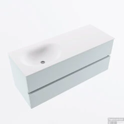 MONDIAZ VICA 120cm Badmeubel Onderkast Clay 2 Lades. Wastafel MOON Links 1 Kraangat, Kleur Talc. -Duravit Verkoop badkamermeubel vica clay moon talc google2 0023