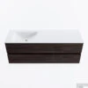 MONDIAZ VICA 140cm Badmeubel Onderkast Dark Brown 2 Lades. Wastafel CLOUD Links Zonder Kraangat, Kleur Talc.