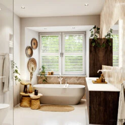 MONDIAZ VICA 200cm Badmeubel Onderkast Dark Brown 4 Lades. Wastafel Moon Links 1 Kraangat, Kleur Talc Met Spiegel LED. -Duravit Verkoop badkamermeubel vica dark brown moon talc set3 0102