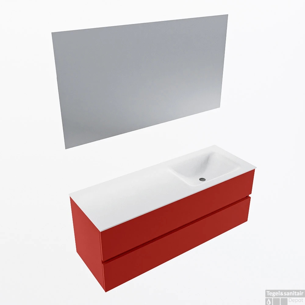 MONDIAZ VICA 130cm Badmeubel Onderkast Fire 2 Lades. Wastafel CLOUD Rechts 1 Kraangat, Kleur Talc Met Spiegel LED. 1 MONDIAZ VICA 130cm Badmeubel Onderkast Fire 2 Lades. Wastafel CLOUD Rechts 1 Kraangat, Kleur Talc Met Spiegel LED.