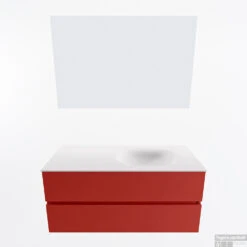 MONDIAZ VICA 110cm Badmeubel Onderkast Fire 2 Lades. Wastafel Moon Rechts 1 Kraangat, Kleur Talc Met Spiegel LED. -Duravit Verkoop badkamermeubel vica fire moon talc google11 0018