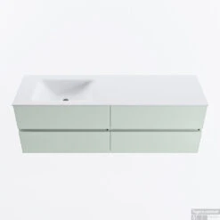 MONDIAZ VICA 150cm Badmeubel Onderkast Greey 4 Lades. Wastafel CLOUD Links 1 Kraangat, Kleur Talc.