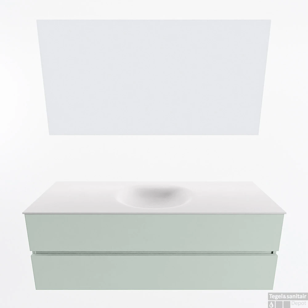 MONDIAZ VICA 140cm Badmeubel Onderkast Greey 2 Lades. Wastafel Moon Midden Zonder Kraangat, Kleur Talc Met Spiegel LED. 4 MONDIAZ VICA 140cm Badmeubel Onderkast Greey 2 Lades. Wastafel Moon Midden Zonder Kraangat, Kleur Talc Met Spiegel LED. - Afbeelding 4