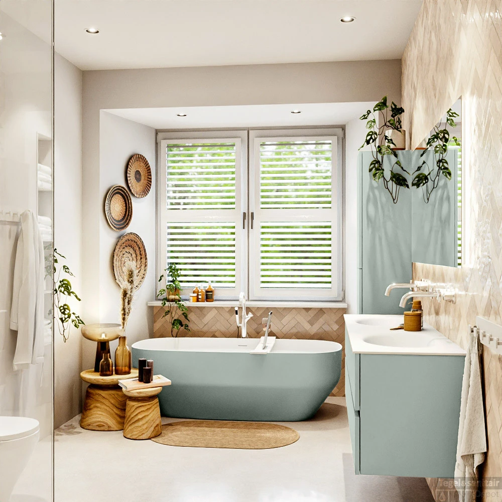 MONDIAZ VICA 150cm Badmeubel Onderkast Greey 2 Lades. Wastafel MOON Dubbel Zonder Kraangat, Kleur Talc. 6 MONDIAZ VICA 150cm Badmeubel Onderkast Greey 2 Lades. Wastafel MOON Dubbel Zonder Kraangat, Kleur Talc. - Afbeelding 6