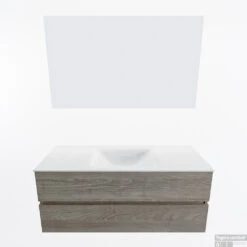 MONDIAZ VICA 120cm Badmeubel Onderkast Light Brown Grey 2 Lades. Wastafel CLOUD Midden Zonder Kraangat, Kleur Talc Met Spiegel LED. -Duravit Verkoop badkamermeubel vica light brown grey cloud talc google11 0026