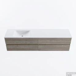 MONDIAZ VICA 190cm Badmeubel Onderkast Light Brown Grey 4 Lades. Wastafel CLOUD Links Zonder Kraangat, Kleur Talc.