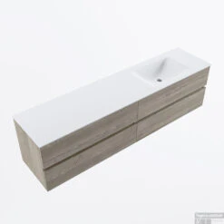 MONDIAZ VICA 190cm Badmeubel Onderkast Light Brown Grey 4 Lades. Wastafel CLOUD Rechts 1 Kraangat, Kleur Talc. -Duravit Verkoop badkamermeubel vica light brown grey cloud talc google2 0097