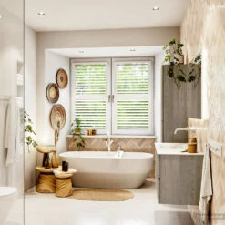 MONDIAZ VICA 100cm Badmeubel Onderkast Light Brown Grey 2 Lades. Wastafel CLOUD Links Zonder Kraangat, Kleur Talc. -Duravit Verkoop badkamermeubel vica light brown grey cloud talc set3 0014