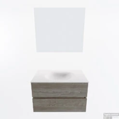 MONDIAZ VICA 80cm Badmeubel Onderkast Light Brown Grey 2 Lades. Wastafel Moon Midden 1 Kraangat, Kleur Talc Met Spiegel LED. -Duravit Verkoop badkamermeubel vica light brown grey moon talc google11 0006